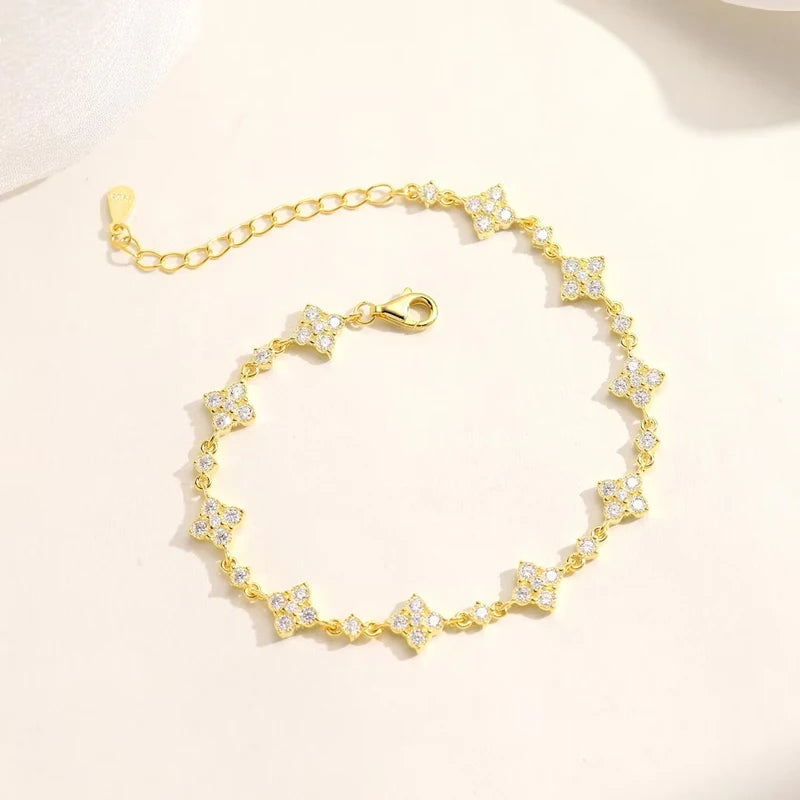Floral Station Bracelet — VVS Moissanite
