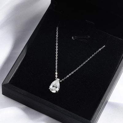 Pear Cut VVS Moissanite Solitaire Pendant Necklace – 925 Sterling Silver