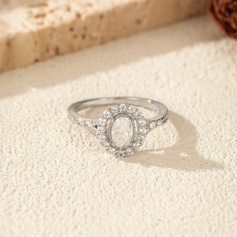 Oval Halo Ring — VVS Moissanite