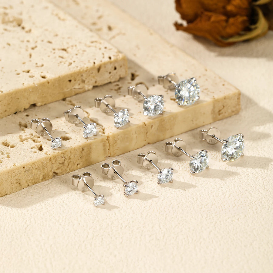 Round Stud Earrings — VVS Moissanite