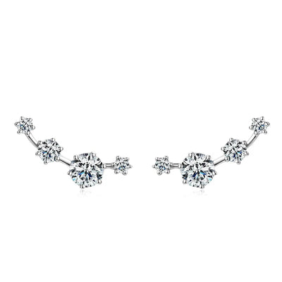 VVS Moissanite Ear Climber Earrings | GRA Certified | 925 Sterling Silver