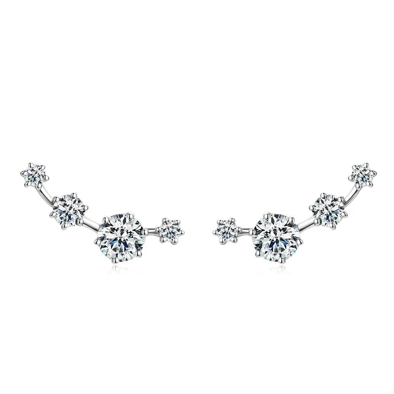 VVS Moissanite Ear Climber Earrings | GRA Certified | 925 Sterling Silver