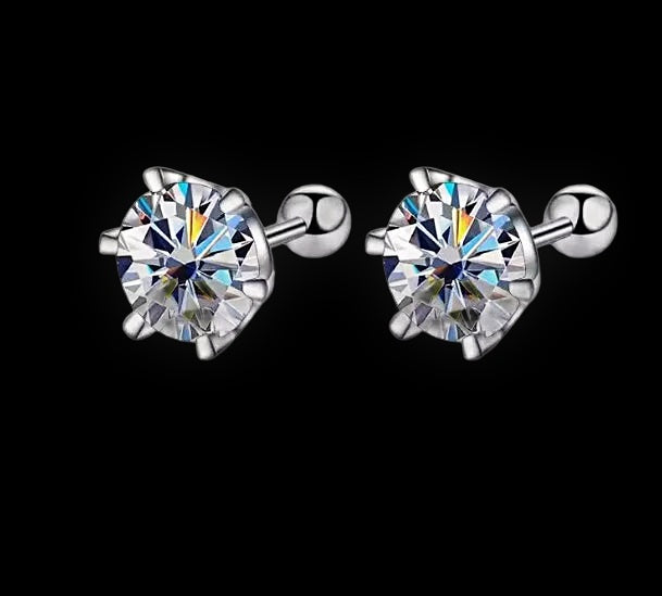 Six-Prong Solitaire Studs — VVS Moissanite
