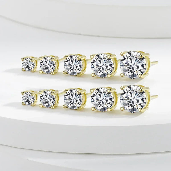 Classic Round Stud Earrings — VVS Moissanite