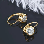 1CT Moissanite Bezel Drop Hoop Earrings – 925 Sterling Silver