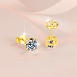 Yellow Gold Stud Earrings — VVS Moissanite