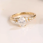 Oval Cut Ring — VVS Moissanite with Side Stones
