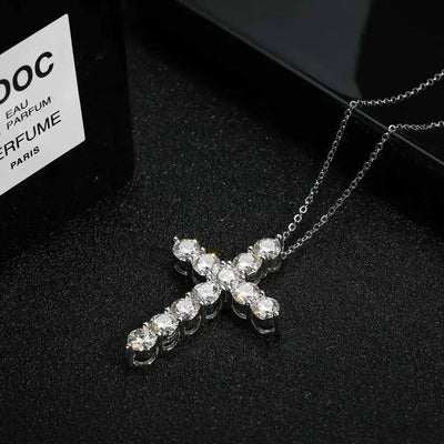 VVS Moissanite Cross Pendant | GRA Certified | 925 Sterling Silver