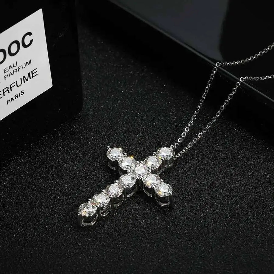 VVS Moissanite Cross Pendant | GRA Certified | 925 Sterling Silver