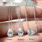 Pear Cut VVS Moissanite Solitaire Pendant Necklace – 925 Sterling Silver