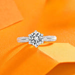 Solitaire Ring — VVS Moissanite Center, Pavé Band