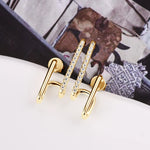 VVS Moissanite Double Bar Ear Cuff | GRA Certified | 925 Sterling Silver