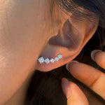 Curved Ear Climber Studs — VVS Moissanite