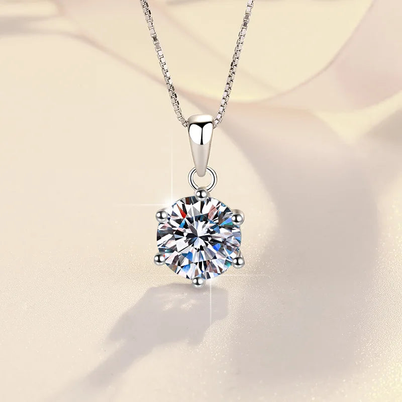 1CT Solitaire Pendant — Six-Prong VVS Moissanite