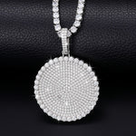 Iced Out Round Moissanite Medallion Pendant – 925 Sterling Silver