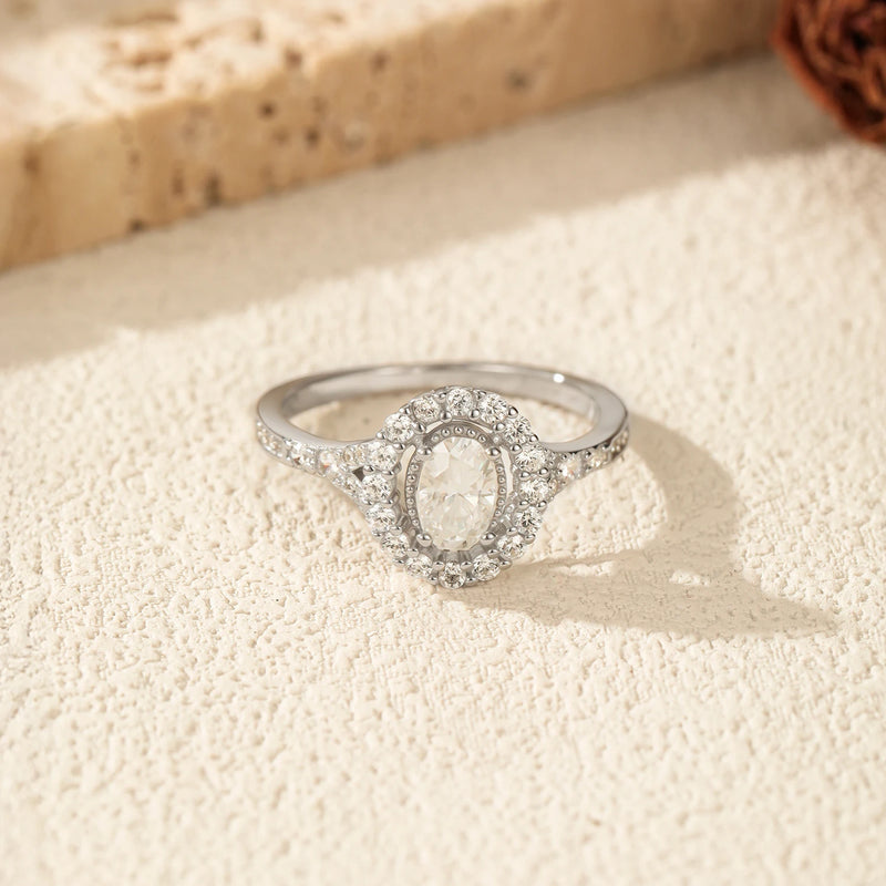 Oval Halo Ring — VVS Moissanite