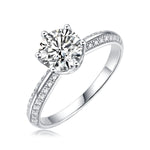 Solitaire Ring — VVS Moissanite Center, Pavé Band
