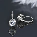 1CT Moissanite Bezel Drop Hoop Earrings – 925 Sterling Silver