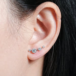 VVS Moissanite Ear Climber Earrings | GRA Certified | 925 Sterling Silver