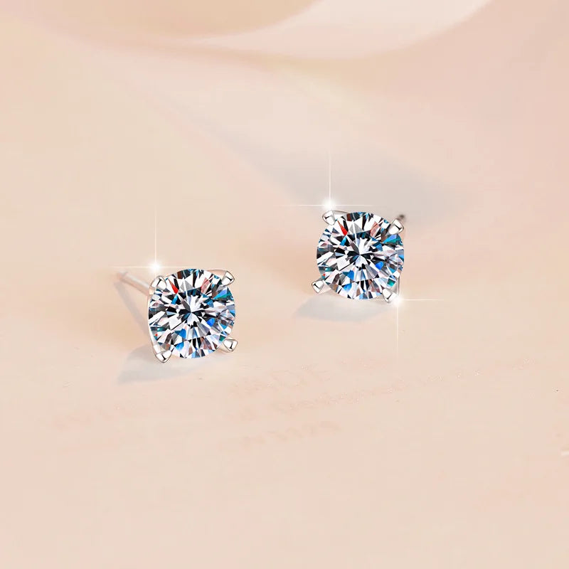 Yellow Gold Stud Earrings — VVS Moissanite