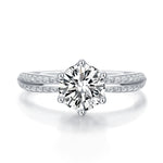 Solitaire Ring — VVS Moissanite Center, Pavé Band