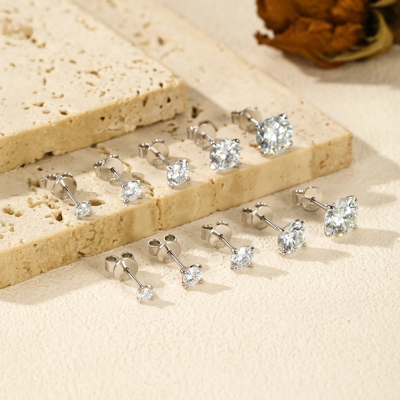 Round Stud Earrings — VVS Moissanite