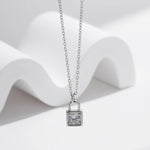 Moissanite Lock Pendant Necklace — 925 Sterling Silver