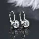 1CT Moissanite Bezel Drop Hoop Earrings – 925 Sterling Silver
