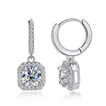 Halo Drop Hoop Earrings — VVS Moissanite