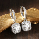 Halo Drop Hoop Earrings — VVS Moissanite