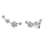 VVS Moissanite Ear Climber Earrings | GRA Certified | 925 Sterling Silver