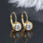 1CT Moissanite Bezel Drop Hoop Earrings – 925 Sterling Silver
