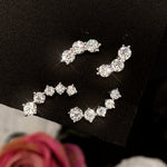 Curved Ear Climber Studs — VVS Moissanite