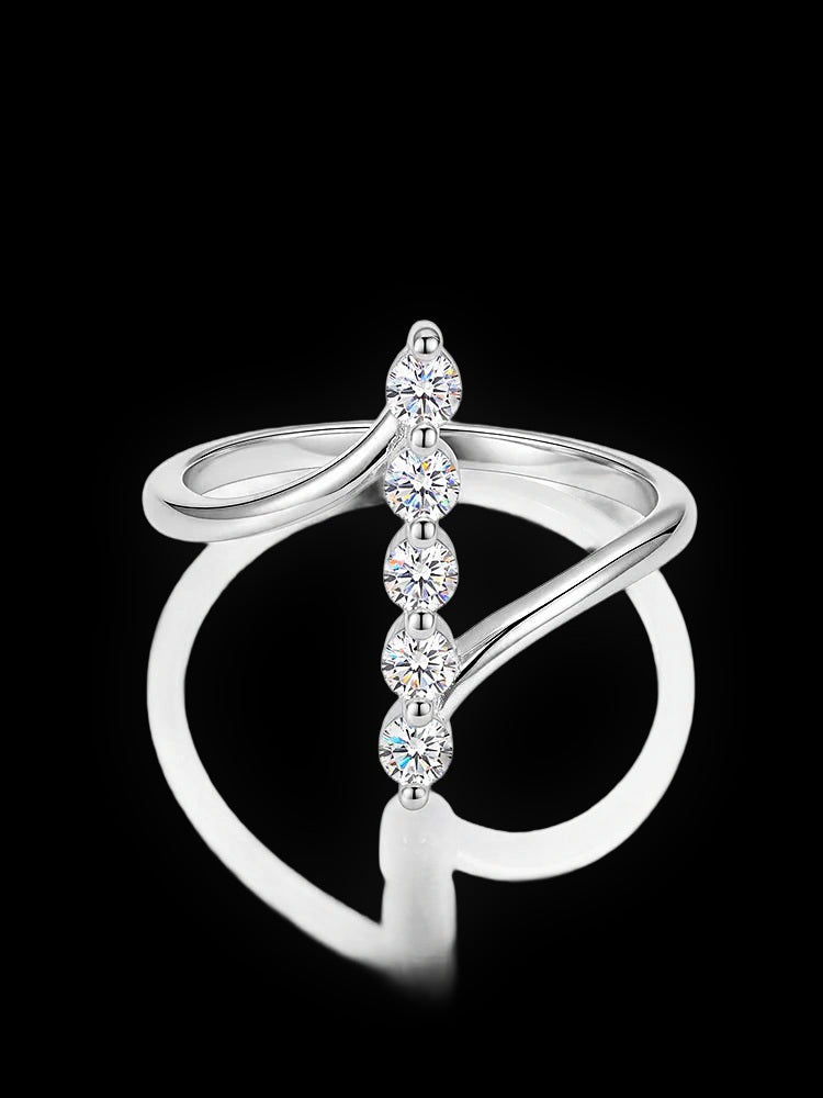 Open Crossover Ring — Pavé VVS Moissanite
