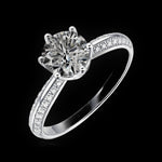 Solitaire Ring — VVS Moissanite Center, Pavé Band