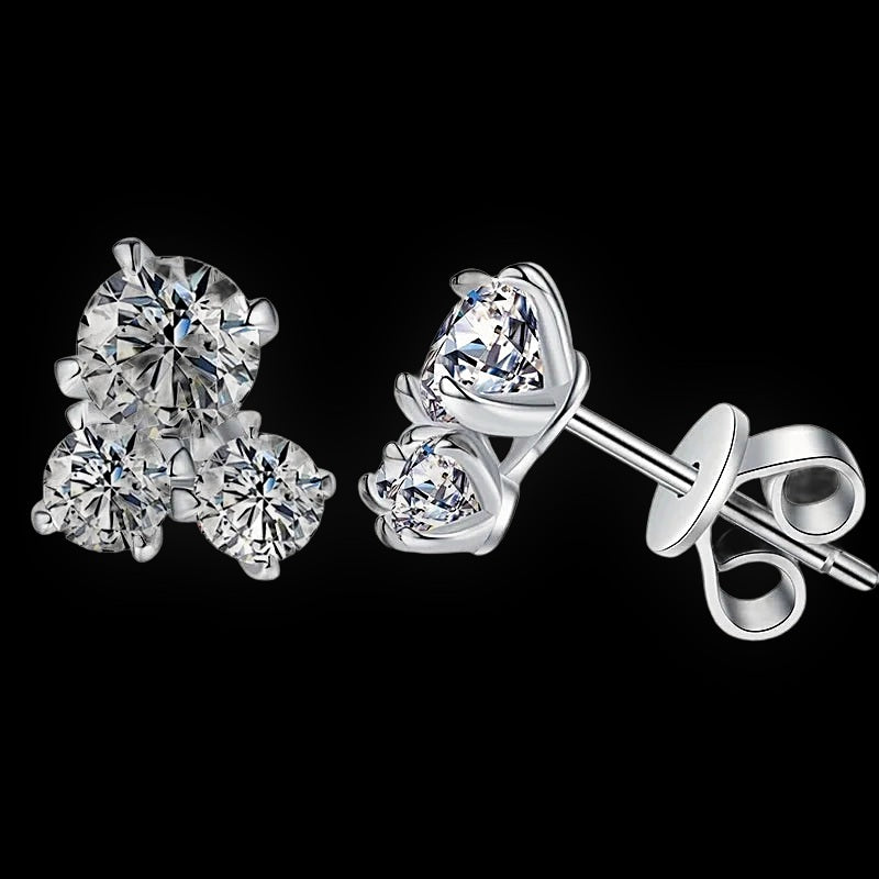 Trilogy Cluster Studs — VVS Moissanite